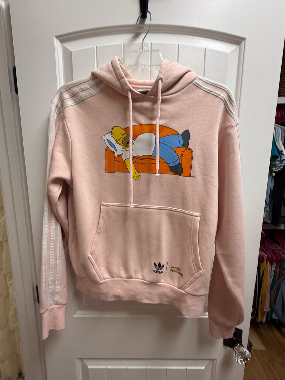 Adidas Originals x The Simpsons Homer Couch Pink Hoodie Women’s Small S EUC
